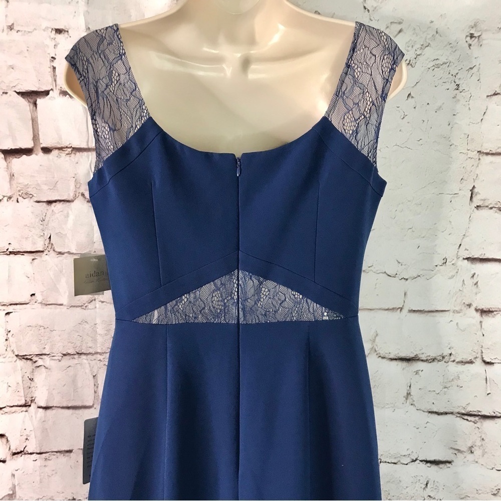 AIDAN MATTOX Lace inset cutout Navy Blue Prom Formal Dress Size 4 NEW WITH TAGS - Picture 6 of 15